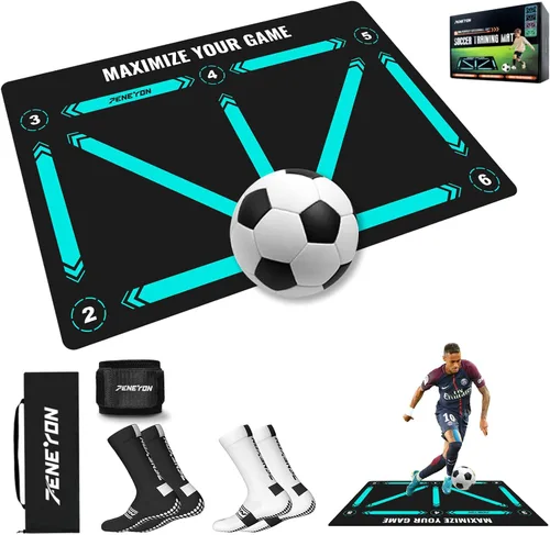 Vista 9 de Soccer Training Equipment,Soccer Training Mat Improve Strength,Agility and Coordination,Anti-Slip Silent Absorption Soccer Footwork Training