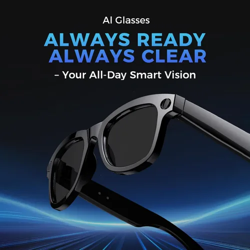 Vista 3 de Lentes inteligentes AI con cámara de 800 W, grabación de video, traducción en tiempo real, control de música, WiFi/Bluetooth 5.3 gafas inteligentes