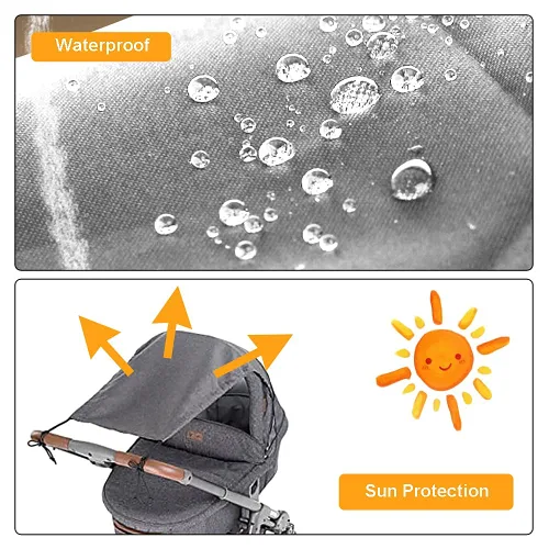 Vista 3 de Funda de cochecito para el sol, parasol plegable universal para cochecito, protección UV SPF 50, toldo para cochecito de bebé recién nacido al aire