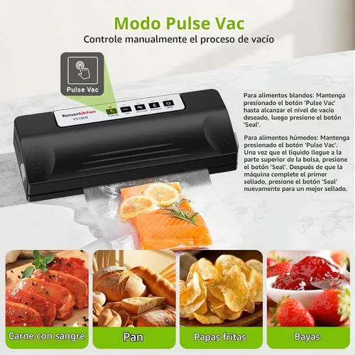 Vista 4 de Bonsenkitchen Máquina selladora al vacío para almacenamiento de alimentos