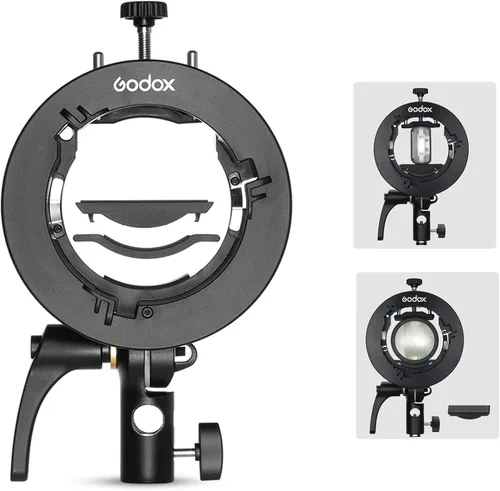 Vista 9 de Godox Soporte tipo S Bowens S Mount Holder para Speedlite Flash Snoot Softbox Honeycomb con luz USB