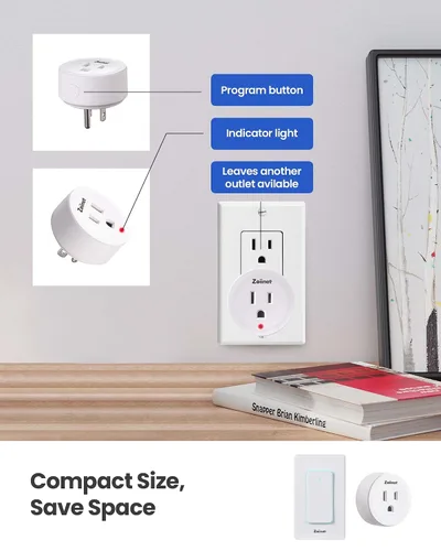 Vista 3 de Zoiinet Enchufe de salida de control remoto (solo enchufe), funciona con interruptor inalámbrico, sin WiFi, no necesita cableado, 15A/1500W