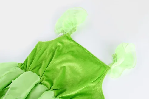 Vista 5 de ReliBeauty Disfraz de hada verde para niñas, vestido de tul de princesa para Halloween, con alas de mariposa