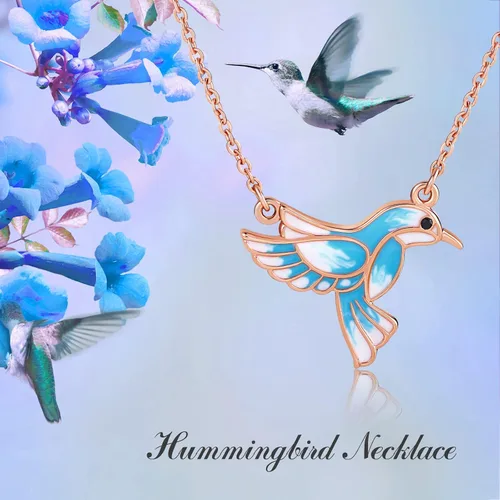 Vista 6 de JIANGYUE Collar con colgante de colibrí, joyería de pájaro para mujer, regalo de Navidad para ella