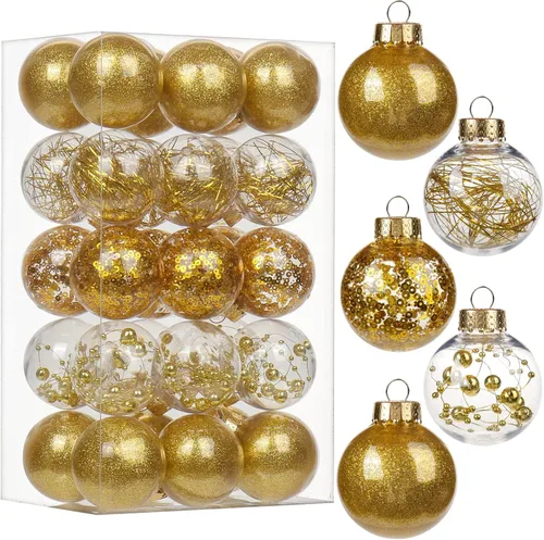 Vista 11 de Briful Bolas de Navidad de plástico transparente inastillables de 3.150 in/3.15 pulgadas, juego de bolas de Navidad decorativas transparentes