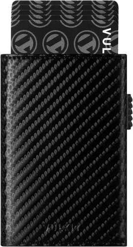 Vista 8 de VULKIT Cartera con tarjetero para hombre, con cierre magnético, bloqueo RFID, billetera de cuero triple, marino, Moderno