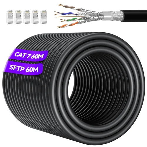Vista 8 de Soibke Cable Ethernet Cat 7 de 10 pies, para exteriores e interiores, SFTP Cat 7, cable Ethernet triple blindado, red, Internet, cables LAN