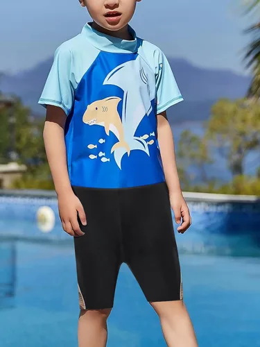 Vista 7 de Pantalones cortos de natación deportivos para niños y jóvenes, de secado rápido, con cordón, suaves UPF 50+