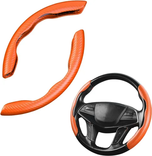Vista 16 de LoyaForba Funda universal para volante de automóvil, protector universal de cuero segmentado de 15 pulgadas, antideslizante y suave, transpirable