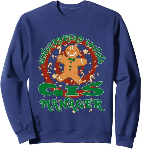 Vista 6 de GIS Manager Job Gingerbread Funny Xmas Sweatshirt