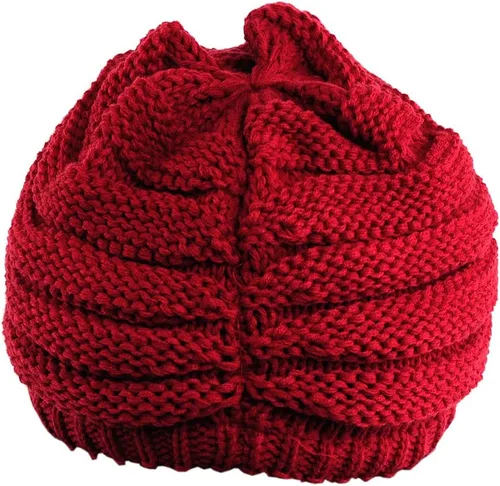 Vista 16 de C.C Gorro de punto trenzado cálido y grueso con visera