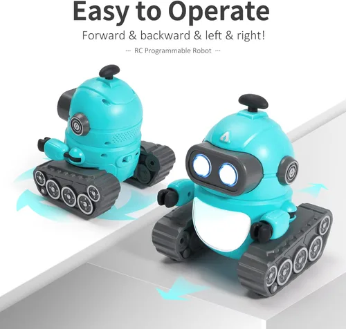 Vista 4 de GILOBABY Juguetes robóticos para niños, robot recargable de control remoto para niños, robots RC programables con ojos LED, cabeza y brazos