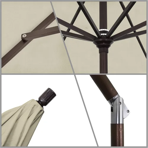 Vista 4 de California Umbrella 11' Rd Tahoe Series Aluminum Patio Umbrella Beige antiguo