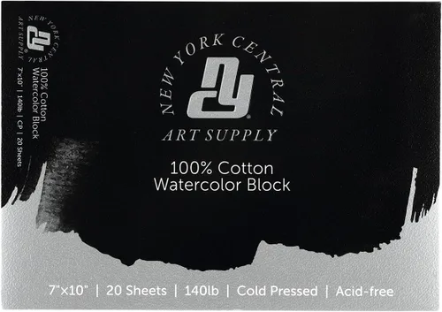 Vista 9 de New York Central Bloque de acuarela, 140 libras/10.58 oz/m², prensa en frío 4 x 10, 20 hojas, papel de acuarela archival para artistas, estudiantes