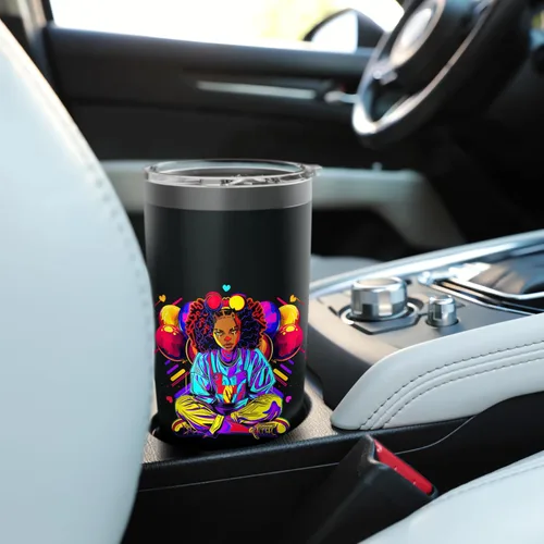 Vista 6 de Streetwear synthwave 80s 90s black pride girl clown hip teen Stainless Steel Insulated Tumbler