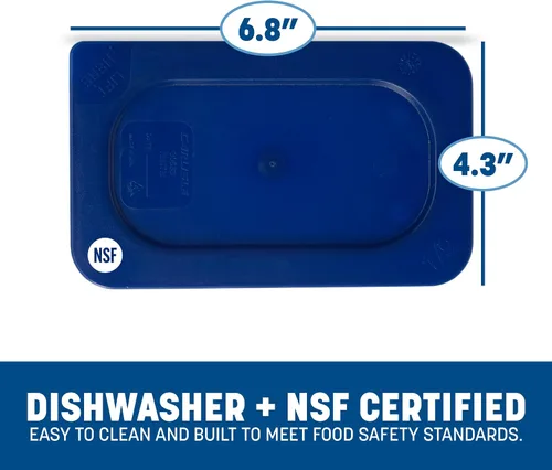 Vista 6 de Carlisle FoodService Products 3058360 Smart Lid Tapa de polietileno de noveno tamaño, azul oscuro, 6.8 x 4.3 x 0.5 pulgadas, 1.28 onzas