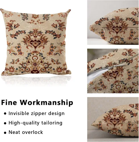 Vista 3 de eshabear 2 fundas de almohada de 18 x 18 pulgadas, diseño antiguo (18 x 18 pulgadas, textil ornamental tradicional)