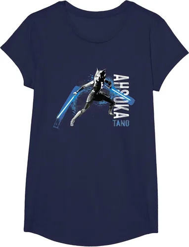 Vista 20 de Star Wars The Clone Wars Ahsoka Tano Dual Lightsabers Camiseta Asphalt Grey