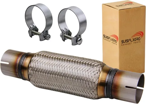Vista 18 de Tubo Flexible de Escape SUISFLXGRO Universal Tipo 100% Acero Inoxidable Para Carga Pesada y Autos (1 PC, 2X8X12)