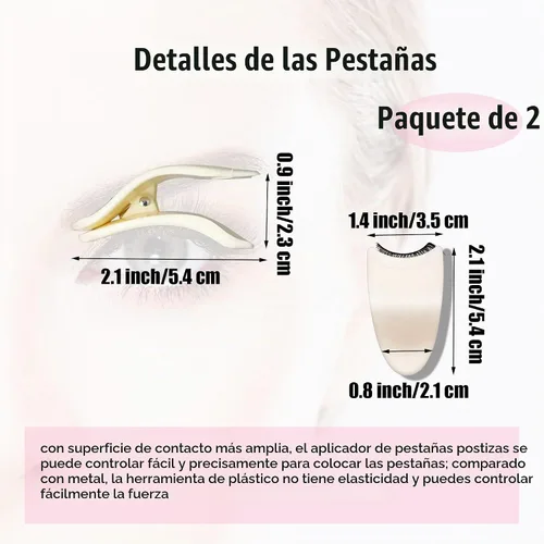 Vista 6 de Herramienta aplicadora de pestañas postizas, herramienta para principiantes, pinzas de sujeción de pestañas, clip removedor portátil de plástico, 2