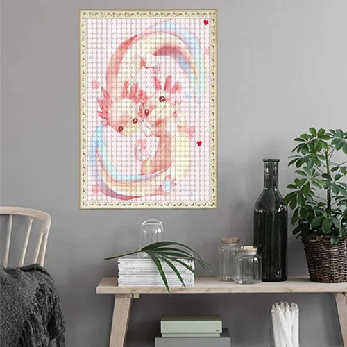Vista 3 de LIANPO Pintura de diamantes, lindo ajolote DIY 5D, kit de taladro completo para niños, pintura de salamandra mexicana de Diamonds para adultos