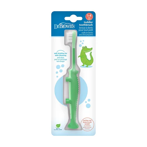 Vista 8 de Dr. Brown's ToothScrubber Cepillo de dientes para niños pequeños, monstruo y cocodrilo, paquete de 2