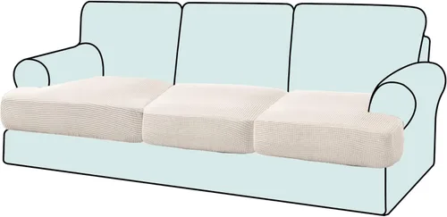 Vista 28 de Funda elástica para sillón con cojín en forma de T, funda de cojín individual para cojín de silla en forma de T, protector de tela jacquard gruesa