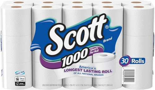 Vista 19 de Scott 1000 Papel higiénico por rollo, 18 rollos, seguro para fosa séptica, papel higiénico de 1 capa