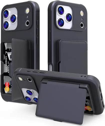 Vista 15 de Funda compatible con iPhone 14 Pro Max con espejo con tarjetero y soporte para tarjetas, bonita funda de lujo con espejo de maquillaje a la moda