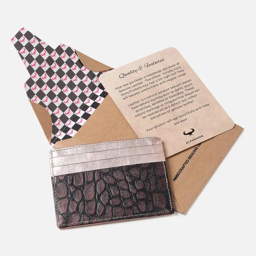 Vista 5 de Tarjetero de cuero genuino para hombres y mujeres, bolso minimalista para tarjetas, carteras para hombre, diseño ultrafino, ideal para viajes