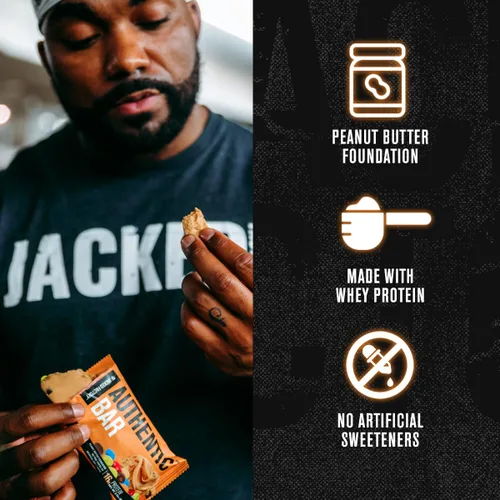 Vista 6 de Jacked Factory Authentic Bar - Barras de proteína de caramelo de mantequilla de maní, sabrosas barras energéticas de reemplazo de comidas