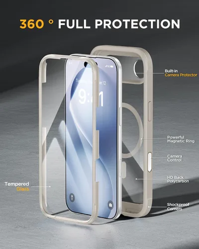 Vista 155 de Miracase Serie de vidrio para iPhone 11 de 6.1 pulgadas, funda protectora de cuerpo completo resistente mejorada con protector de pantalla de vidrio