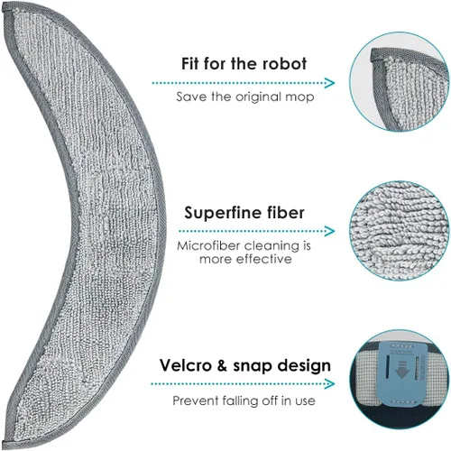 Vista 4 de Paquete de 4 almohadillas de repuesto para Irobot J7+ Combo Robótico Reutilizable Piso Duro Paño Expert Wet Reemplazo de microfibra suave Pad