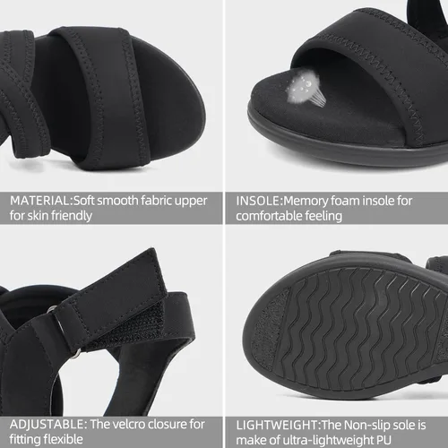 Vista 5 de Sandalias ortopédicas para mujer, de cuña baja, cómodas para caminar, con soporte de arco ortopédico, sandalias casuales con espuma viscoelástica
