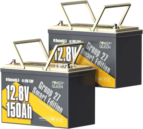 Vista 24 de Power Queen - Batería de litio LiFePO4 de 12 V 100 Ah para RV, marina, remolque Group 24, Bluetooth 5.0, Low-Temp Protection, 6000+ Deep Cycles