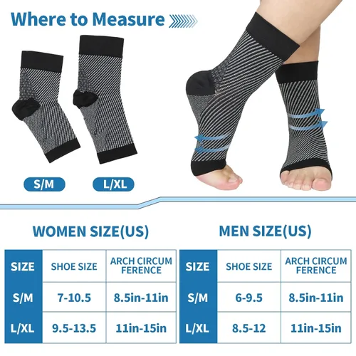 Vista 5 de Calcetines de neuropatía para mujeres y hombres, calcetines de fascitis plantar, manga de compresión de tobillo, calcetines de alivio de tobillo