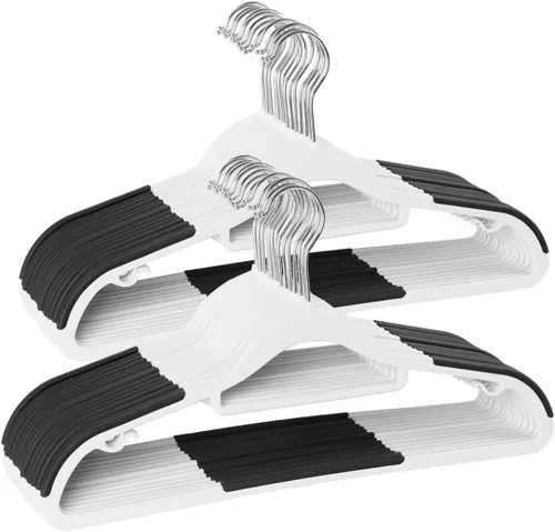 Vista 7 de Finnhomy Bar Design - Paquete de 50 perchas de plástico resistentes, perchas para ropa con almohadillas antideslizantes, ideal para camisas
