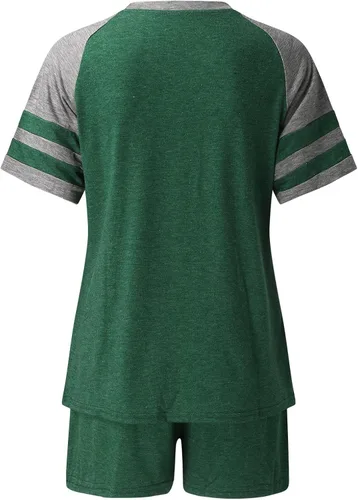 Vista 3 de Conjunto de dos piezas para mujer, conjunto deportivo de manga corta para mujer, conjunto de 2 piezas, conjunto de ropa de descanso con cordón