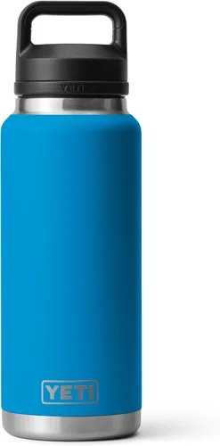 Vista 16 de YETI Rambler - Botella de 36 onzas, aislada al vacío, a prueba de fugas, de acero inoxidable con tapón para sorbos Aislamiento al vacío Azul marino