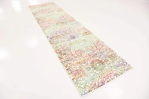 Vista 3 de Unique Loom colección Lyon - Alfombra abstracta y moderna, Polipropileno, Marfil/rojo