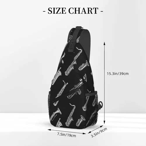 Vista 2 de Small Crossbody Bags for Women Men - Vintage Saxophone White Print Adjustable Shoulder Bag Fanny Packs Belt Sling Bag Crossbody Purses Backpack for