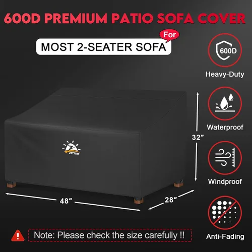 Vista 2 de Funda para sofá biplaza de patio de 48 pulgadas a 600D, funda de sofá para exteriores, impermeable, resistente, funda de banco de 2 plazas para sofá