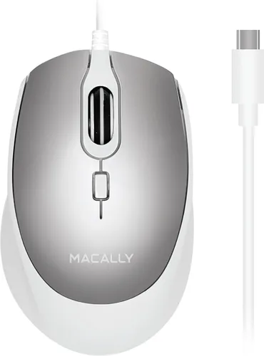 Vista 7 de Macally Ratón USB C con cable, preciso, cómodo y silencioso, mouse tipo C para Mac, MacBook Pro/Air, iMac, Apple iPad, computadora con Windows Negro