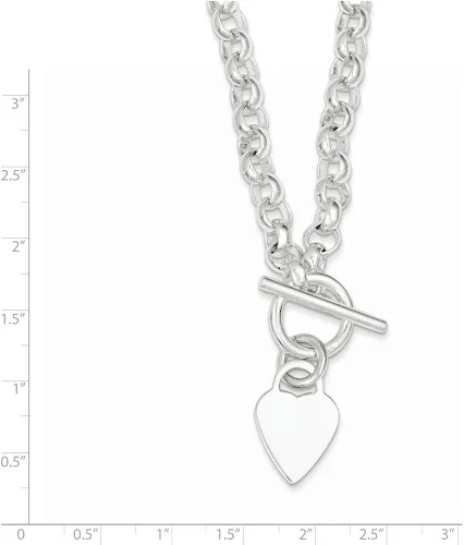 Vista 2 de Plata de ley 925 sólida grabable disco de corazón en eslabones elegantes, pulsera de cadena (0.276in), Plata esterlina, 0
