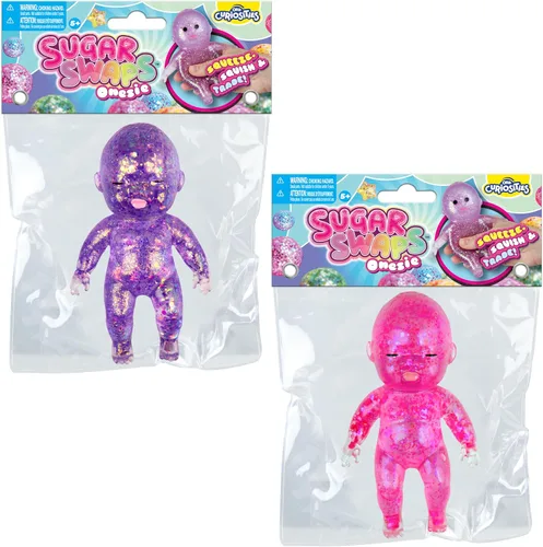 Vista 6 de ORB Sugar Swaps Shiny Jumbo Squishies para bebé, color rosa y morado