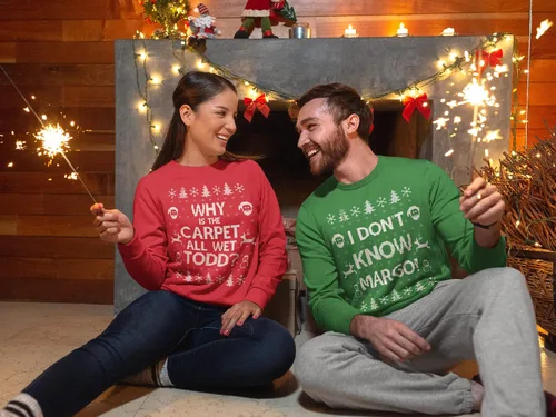 Vista 7 de Wild Bobby Suéteres feos de Navidad para parejas, unisex, a juego, para él y ella, sudaderas navideñas