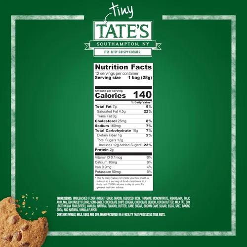 Vista 2 de Tate's Bake Shop Galletas con chispas de chocolate, 50-1 oz Tiny Tate's Cookies