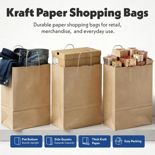 Vista 3 de DURO Bolsa Super Royal Dubl Life Bolsa de compras 65# Kraft reciclado FSC (200 bolsas.)