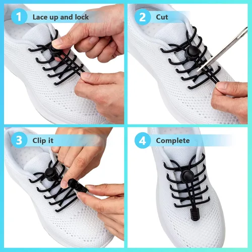 Vista 5 de 5 pares de cordones sin atar para adultos, cordones elásticos para zapatos, cordones de zapatos sin atar, cordones para zapatos para niños