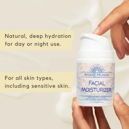 Vista 2 de Hidratante facial natural para piel seca y sensible - Crema facial natural orgánica - Aloe facial y té verde hidratante libre de crueldad animal